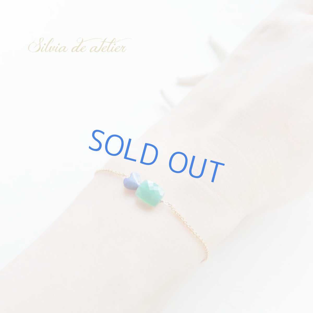 画像4: 【限定1】グリーンオニキスとラピスラズリハート 14kgfチェーンブレスレット 約19センチ (4)