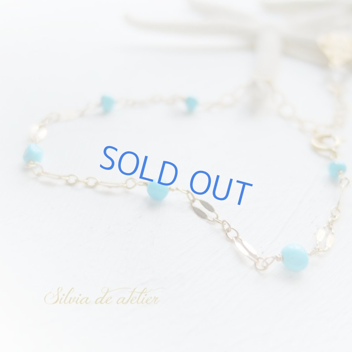 画像2: 【限定１】スリーピングビューティーターコイズ　14kgfチェーンブレスレット　約19.5センチ (2)