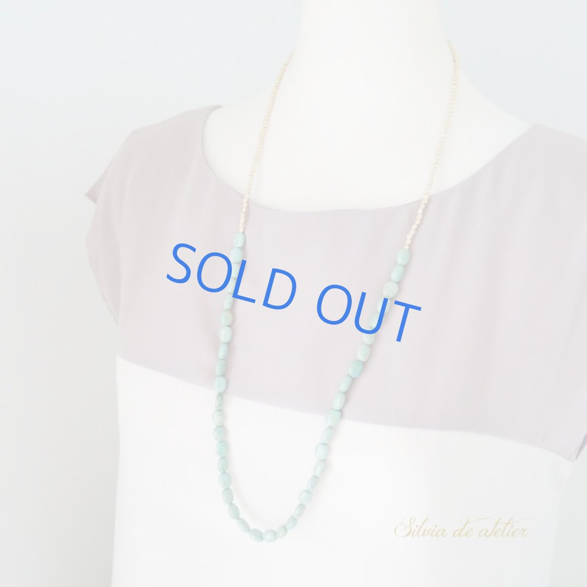 画像6: 【1点もの・A】大粒 クリソプレーズ × グリーンターコイズ バイカラーロングネックレス (6)