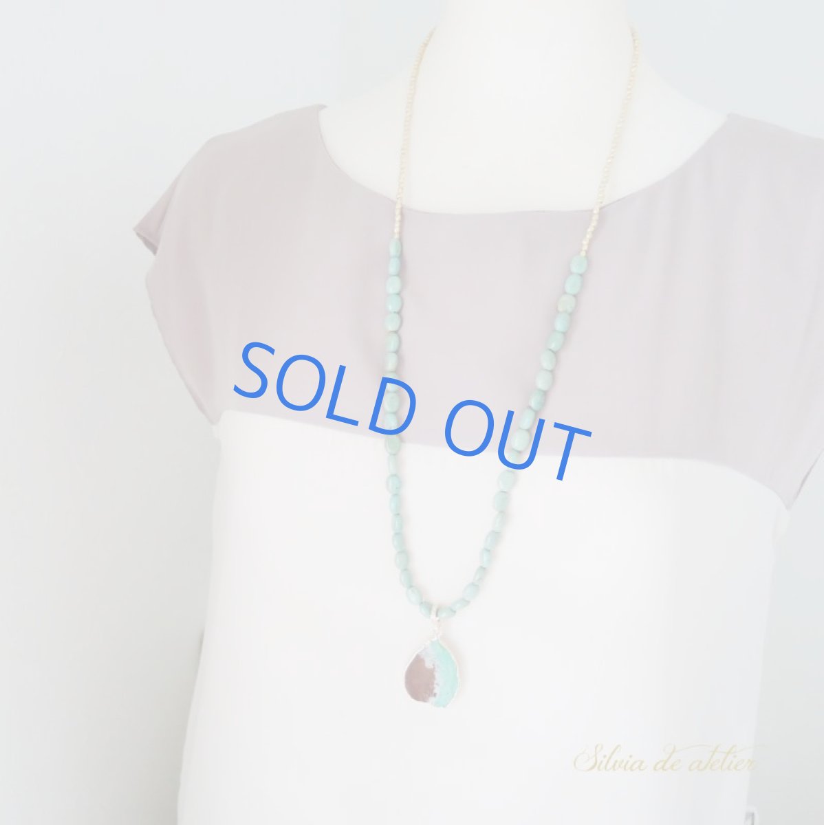 画像5: 【1点もの・A】大粒 クリソプレーズ × グリーンターコイズ バイカラーロングネックレス (5)