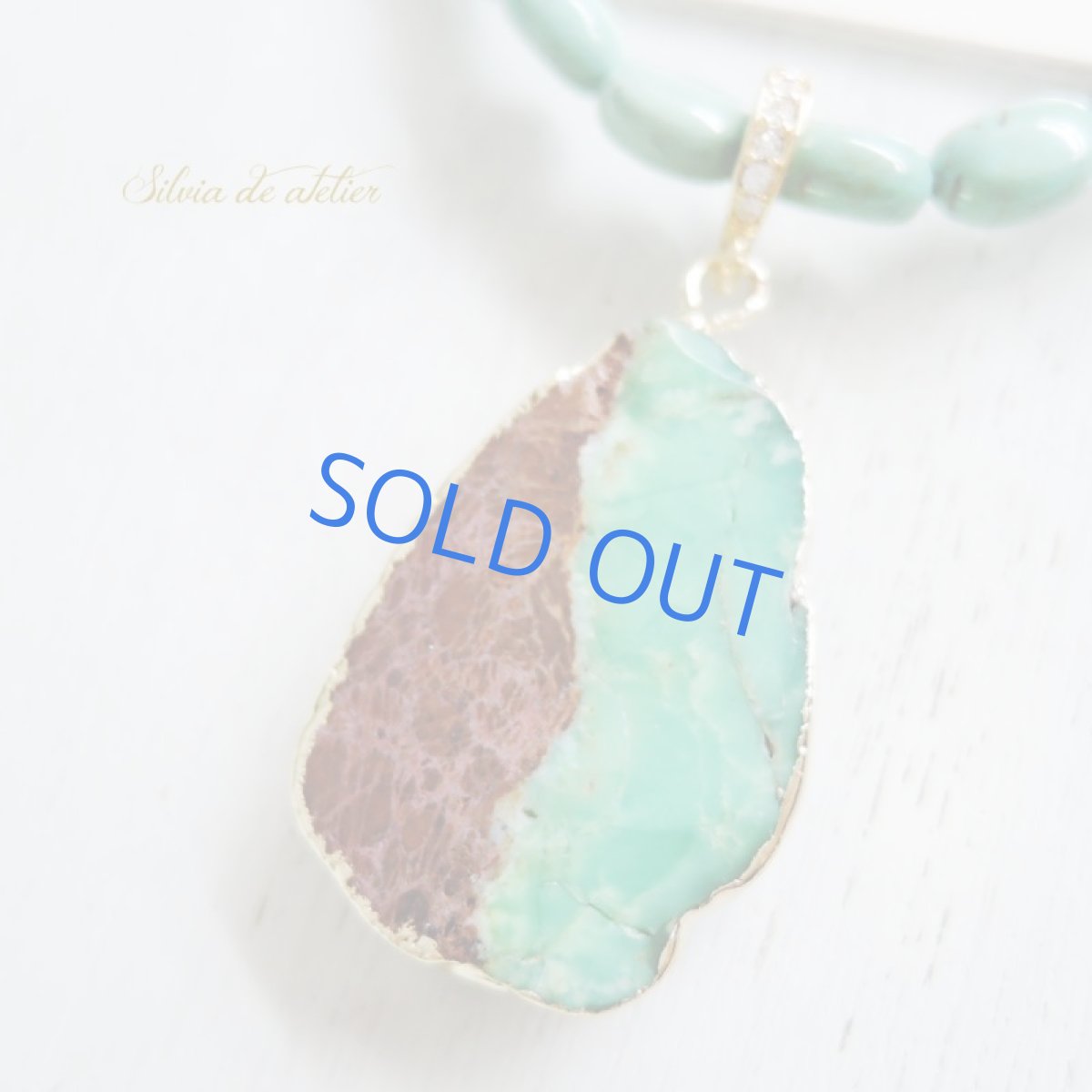 画像4: 【1点もの・B】大粒 クリソプレーズ × グリーンターコイズ バイカラーロングネックレス (4)