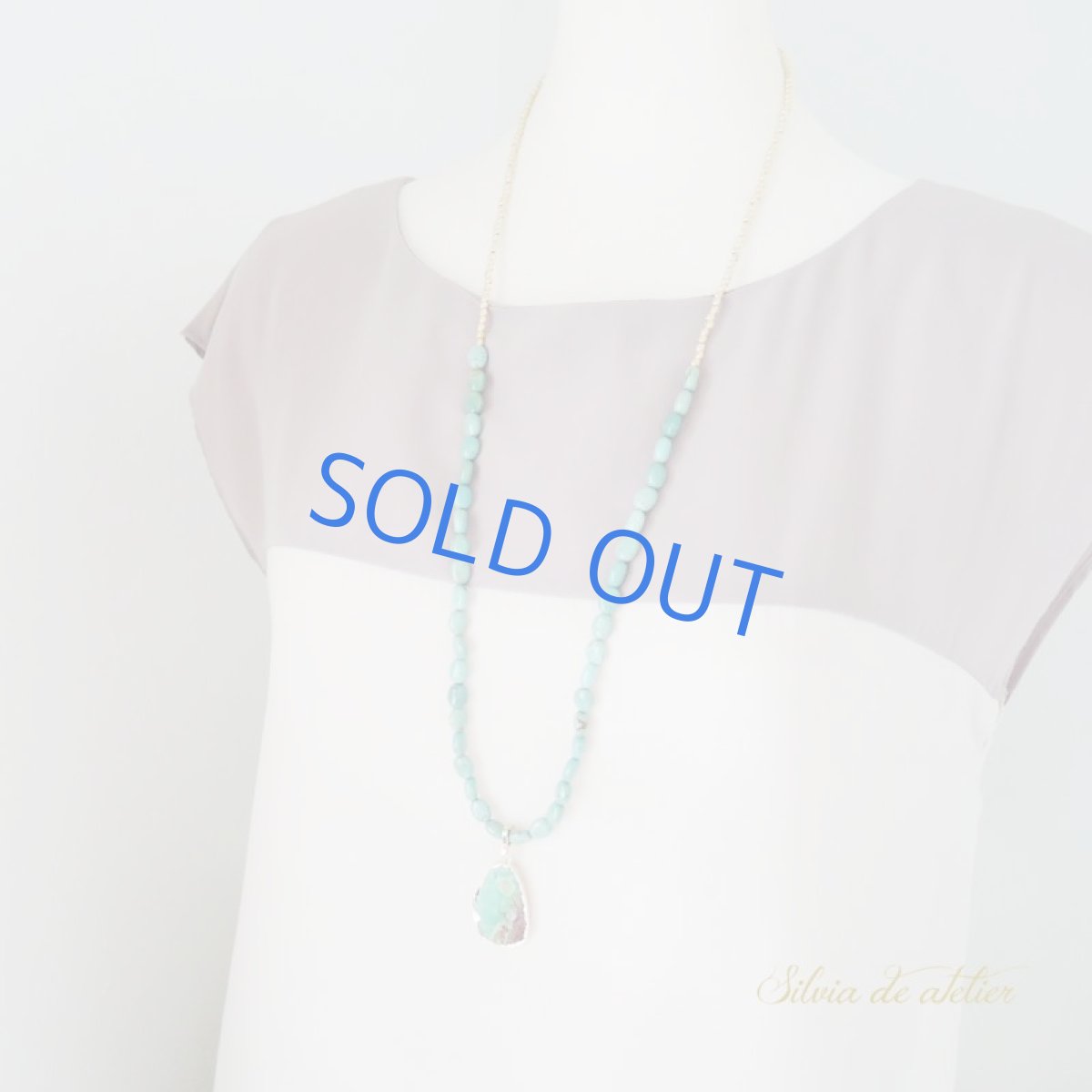 画像6: 【1点もの・B】大粒 クリソプレーズ × グリーンターコイズ バイカラーロングネックレス (6)