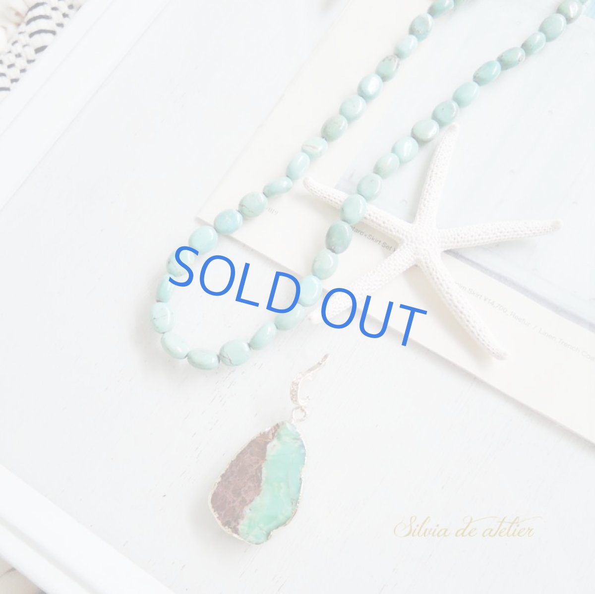 画像5: 【1点もの・B】大粒 クリソプレーズ × グリーンターコイズ バイカラーロングネックレス (5)