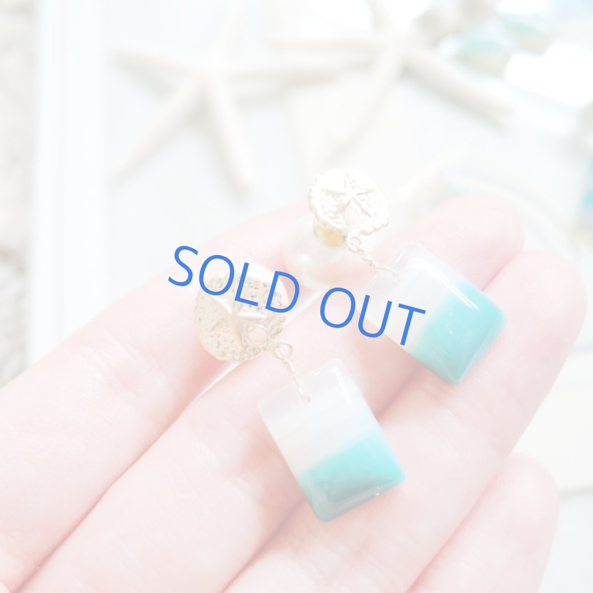 画像3: 【1点もの・海と風のある風景C】ボツワナアゲート レクタングル サンドダラー14kgfスタッドピアス (3)