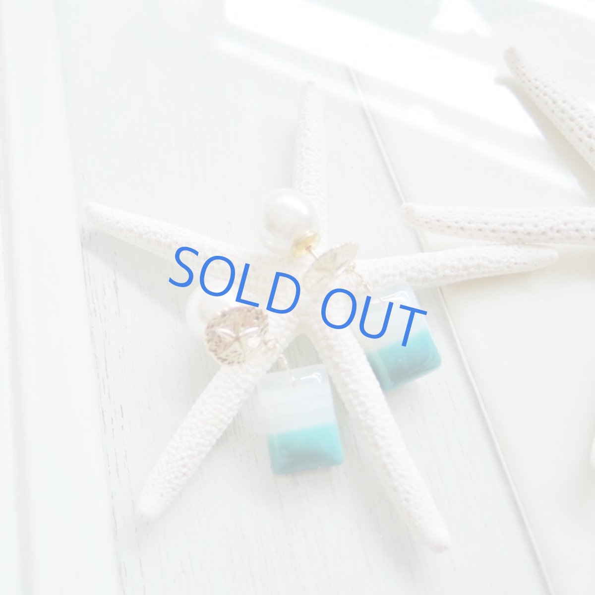 画像4: 【1点もの・海と風のある風景C】ボツワナアゲート レクタングル サンドダラー14kgfスタッドピアス (4)