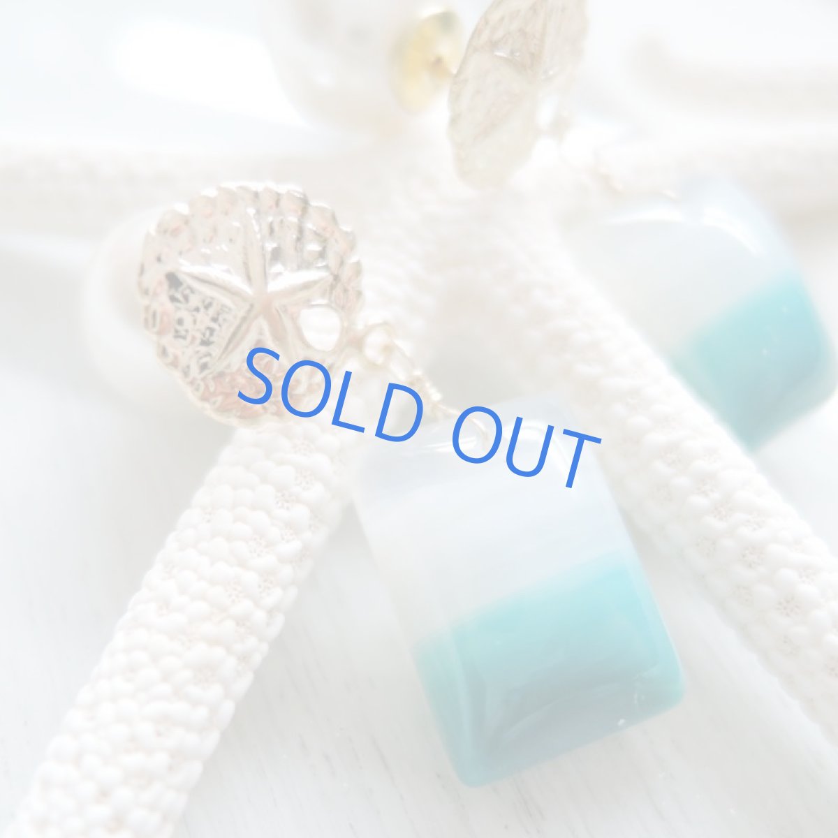 画像2: 【1点もの・海と風のある風景C】ボツワナアゲート レクタングル サンドダラー14kgfスタッドピアス (2)