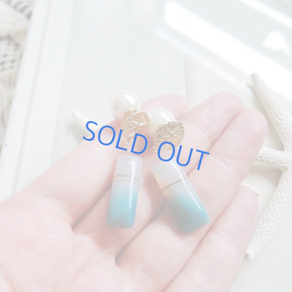 画像4: 【1点もの・海と風のある風景B】ボツワナアゲート 細長 サンドダラー14kgfスタッドピアス (4)