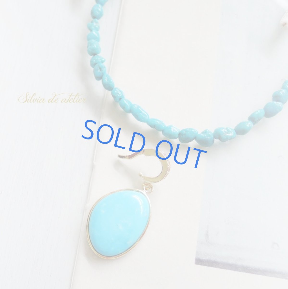 画像3: 【1点もの・B】スリーピングビューティーターコイズチャーム　ショートターコイズネックレス (3)