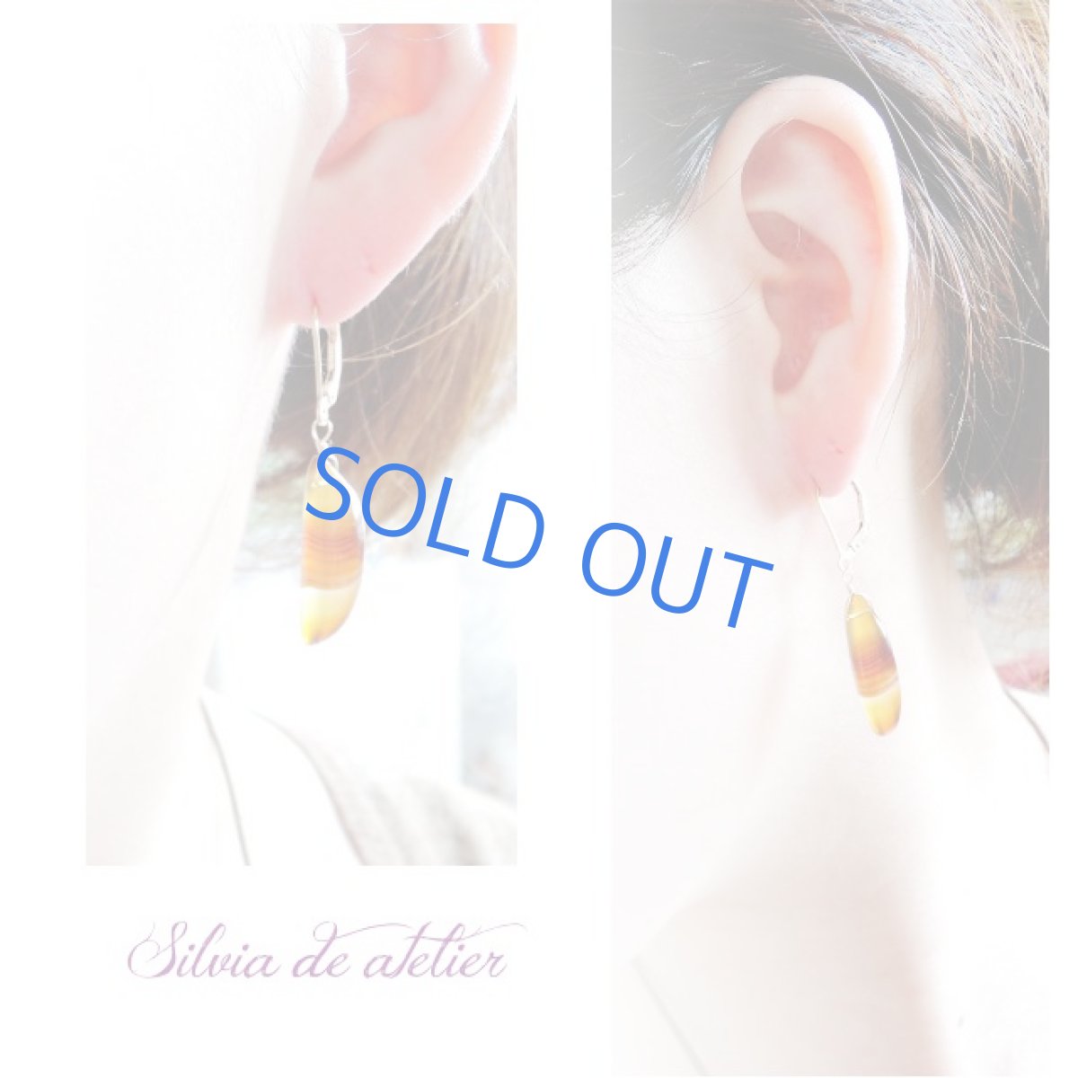 画像5: 【1点もの・イヤリング変更可】三日月 ボツワナアゲート フレンチバックフック14kgfピアス (5)