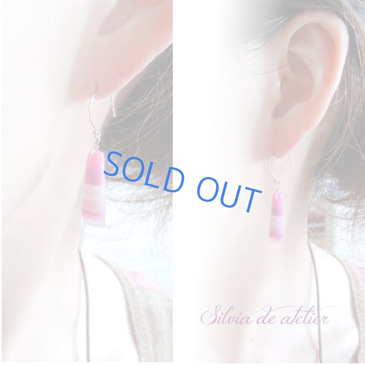 画像5: 【1点もの・イヤリング変更可】ピンク ボツワナアゲート サンカク 14kgfピアス (5)