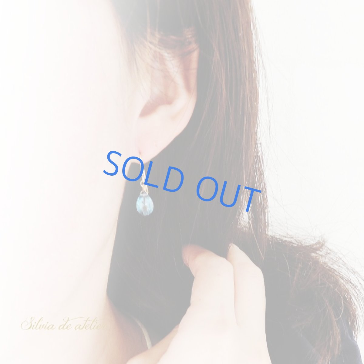 画像6: 【イヤリング・18Kピアス変更可】４A　ロンドンブルートパーズ　ペアシェイプジェム　9mmサイズ　14kgfフックピアス (6)