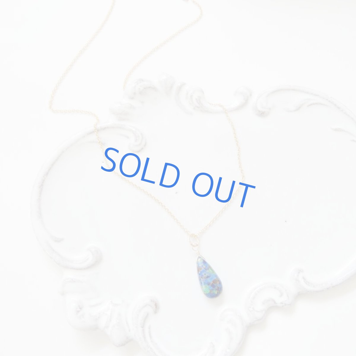 画像4: 【限定数のみ】ラピス×ターコイズ×カッパー　ペアシェイプ　一粒ネックレス　約40cm14kgfネックレス (4)