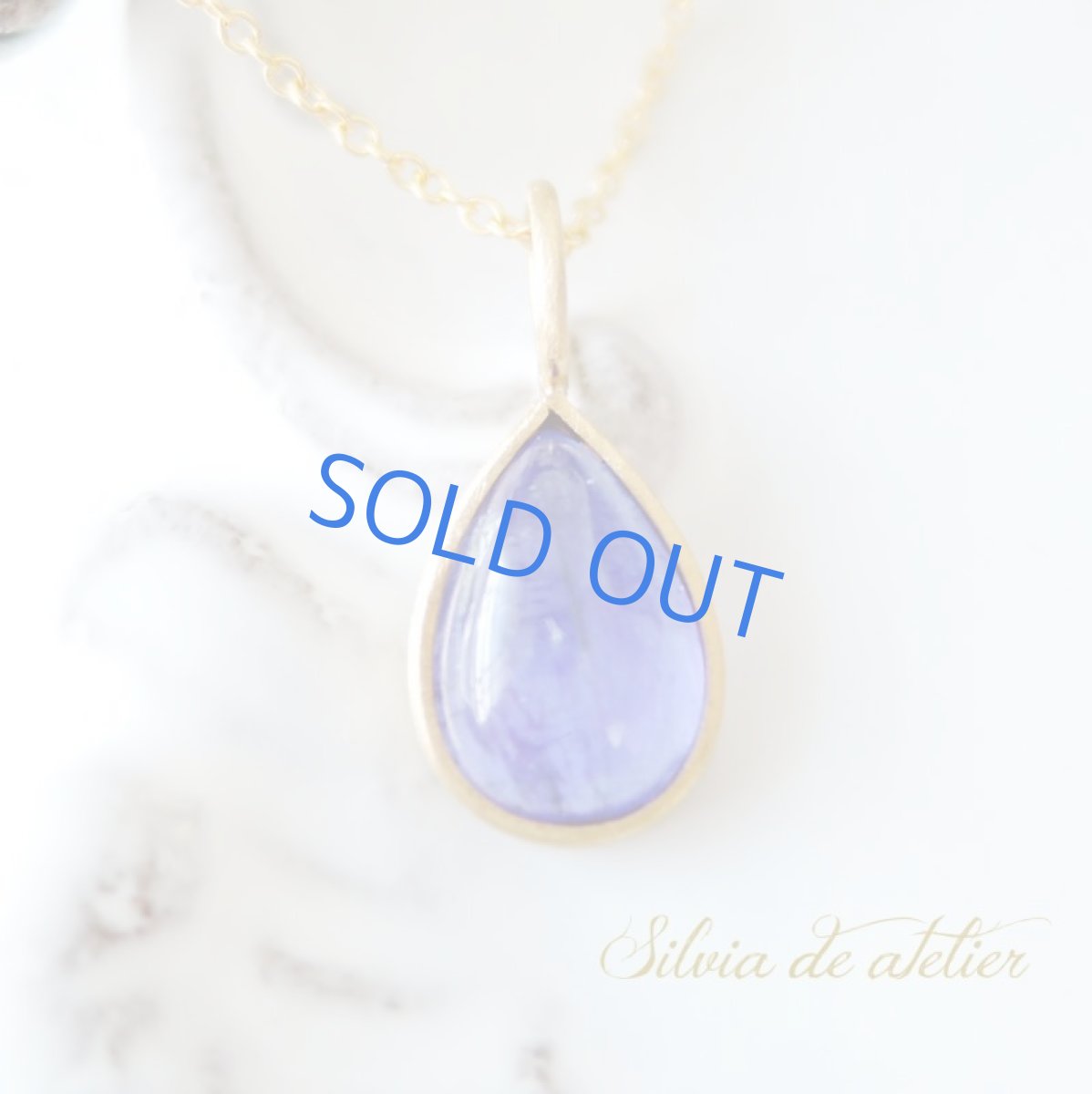 画像2: 【1点もの・マットフレームA】4Aランク タンザナイト ティアドロップ型 14kgfネックレス約40cm (2)