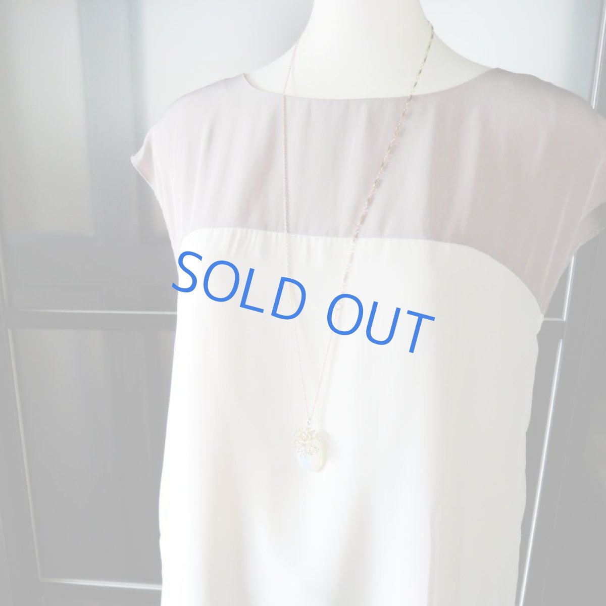 画像6: 1点もの 超大粒 オパライト コーラルチャーム ゴールドロングネックレス約88cm (6)