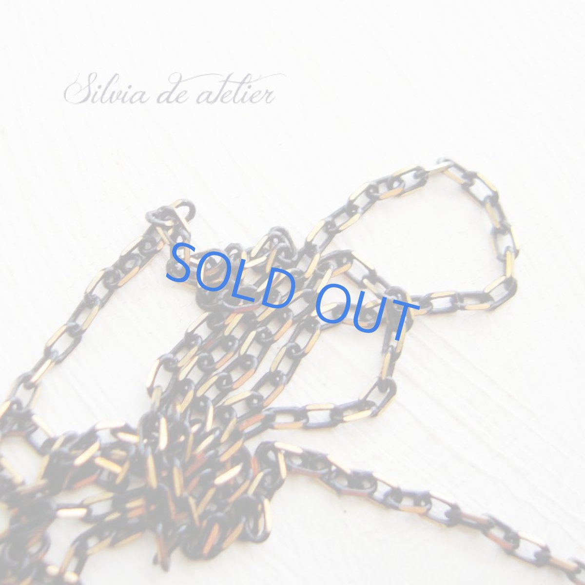 画像7: 1点もの パイライトインクォーツ ブラックゴールドチェーン ミディアムネックレス (7)