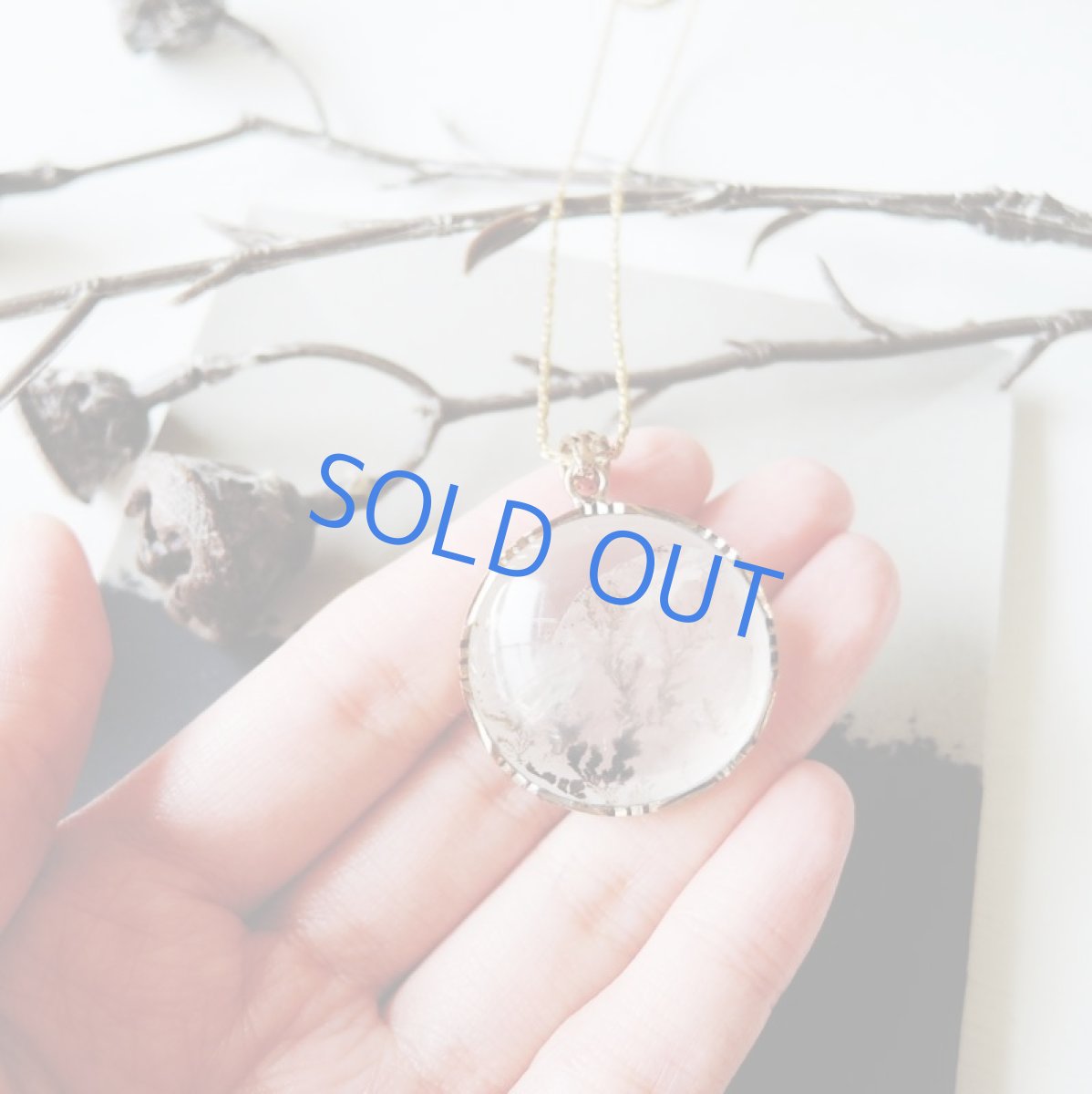 画像4: 【1点もの・ラウンド大粒】ブラジル産 デンドリティッククォーツ ペンダント vintageチェーンネックレス約60cm (4)