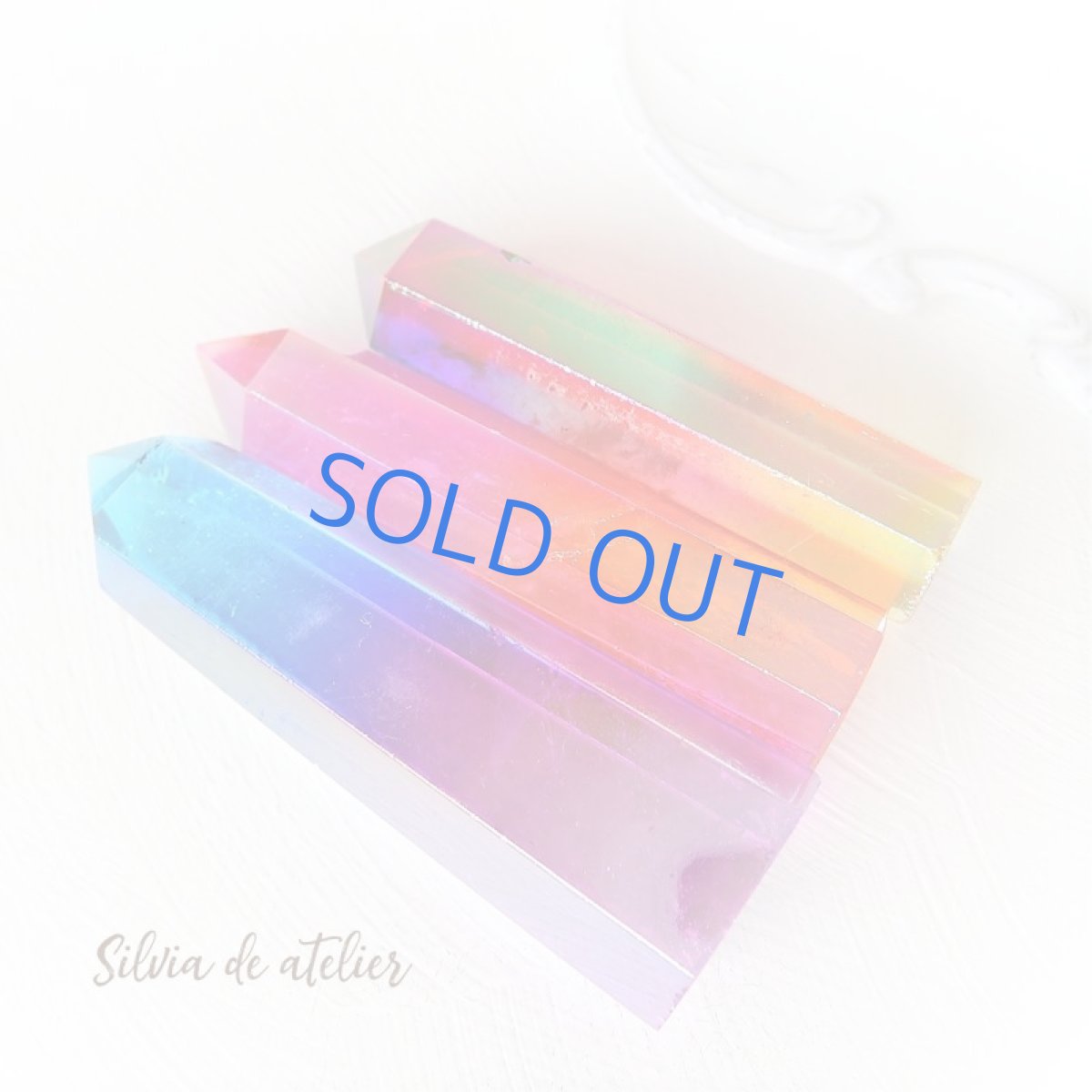 画像9: 【残り1・ピンクオレンジ】 チャクラカラー対応 オーラクォーツ結晶 音叉セット (9)