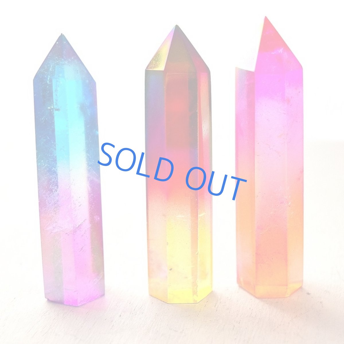 画像10: 【残り1・ピンクオレンジ】 チャクラカラー対応 オーラクォーツ結晶 音叉セット (10)