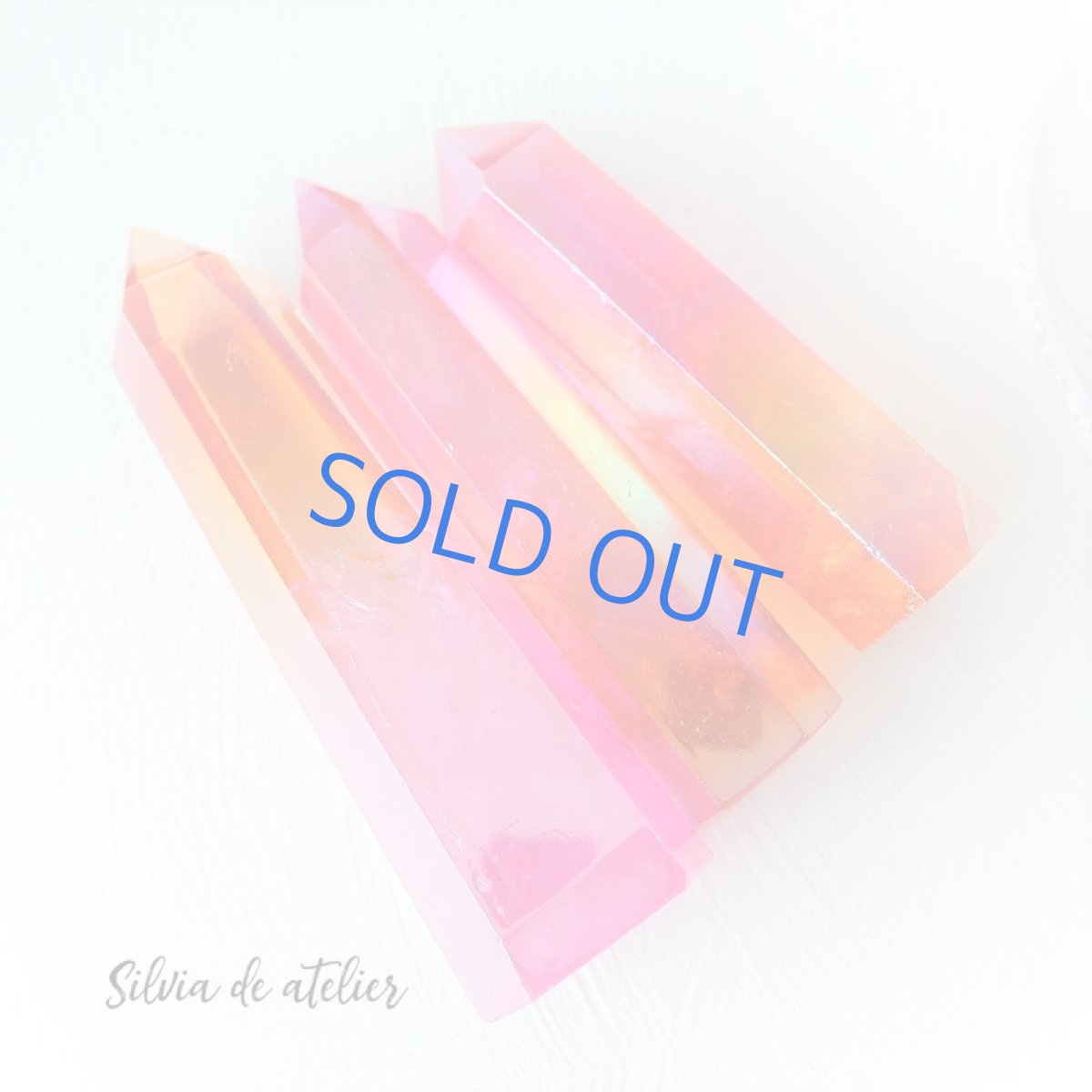 画像4: 【残り1・ピンクオレンジ】 チャクラカラー対応 オーラクォーツ結晶 音叉セット (4)