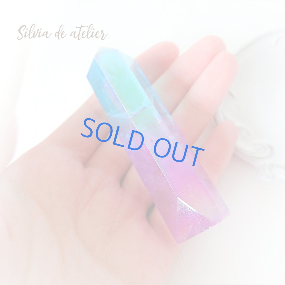 画像2: 【残り1・ピンクブルー】 チャクラカラー対応 オーラクォーツ結晶 音叉セット (2)