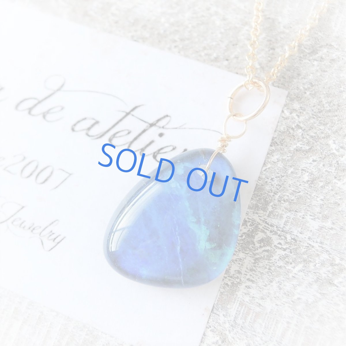 画像3: 【1点もの・C】オーストラリア産 ブルーファイアオパール タブレット 約40センチ14kgfチェーンネックレス (3)