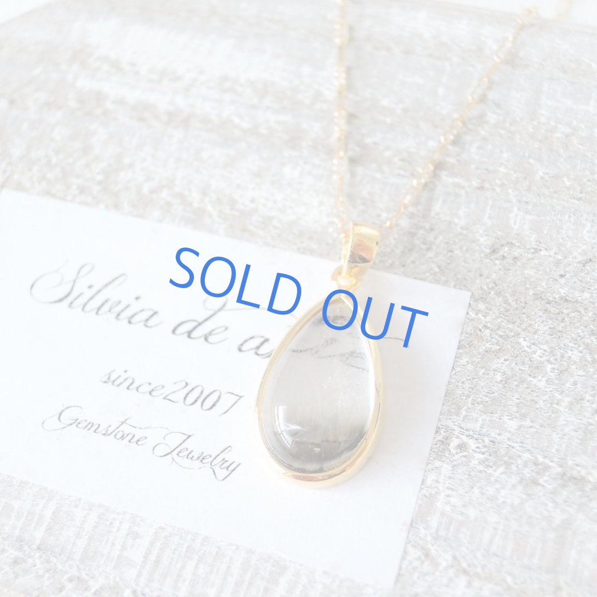 画像3: 【1点もの】AAA プラチナルチルクォーツ ペアシェイプカボション フレームペンダントネックレス (3)