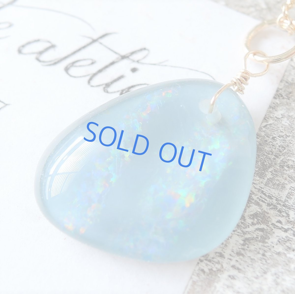 画像2: 【1点もの・A】大粒 オーストラリア産 ブルーファイアオパール タブレット 約40センチ14kgfチェーンネックレス (2)