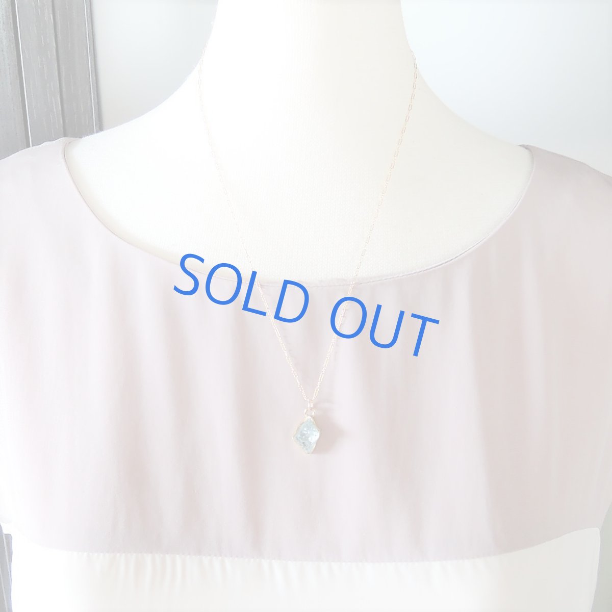 画像9: 【1点もの・D】大粒 アクアマリン 原石フレームストーン 14kgfネックレス約50cm (9)