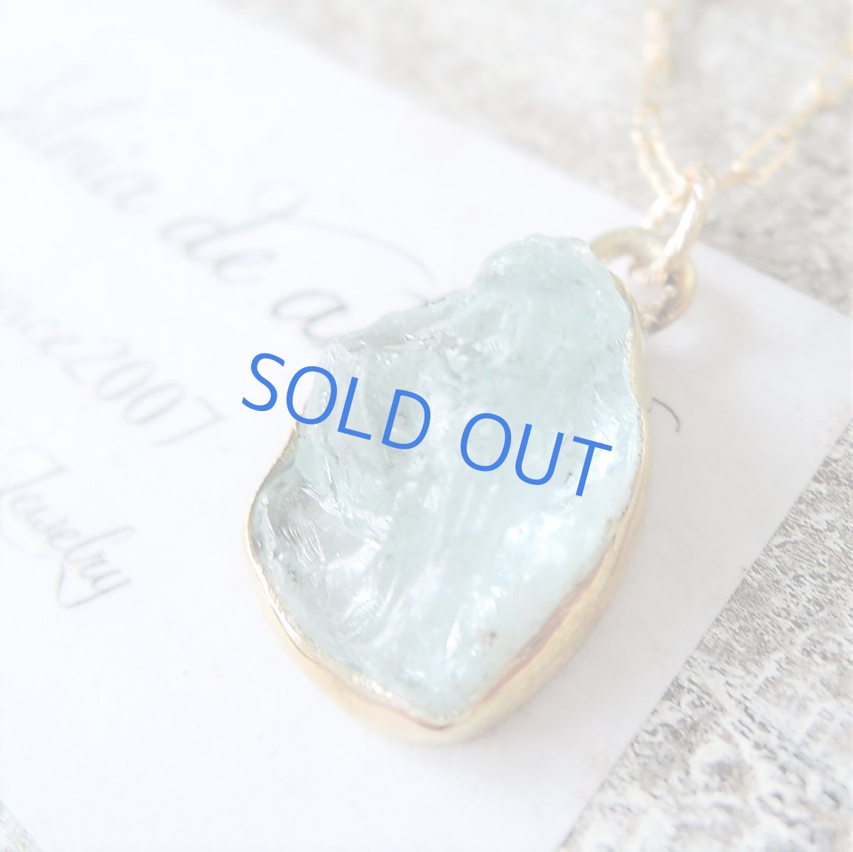 画像2: 【1点もの・B】大粒 アクアマリン 原石フレームストーン 14kgfネックレス約50cm (2)