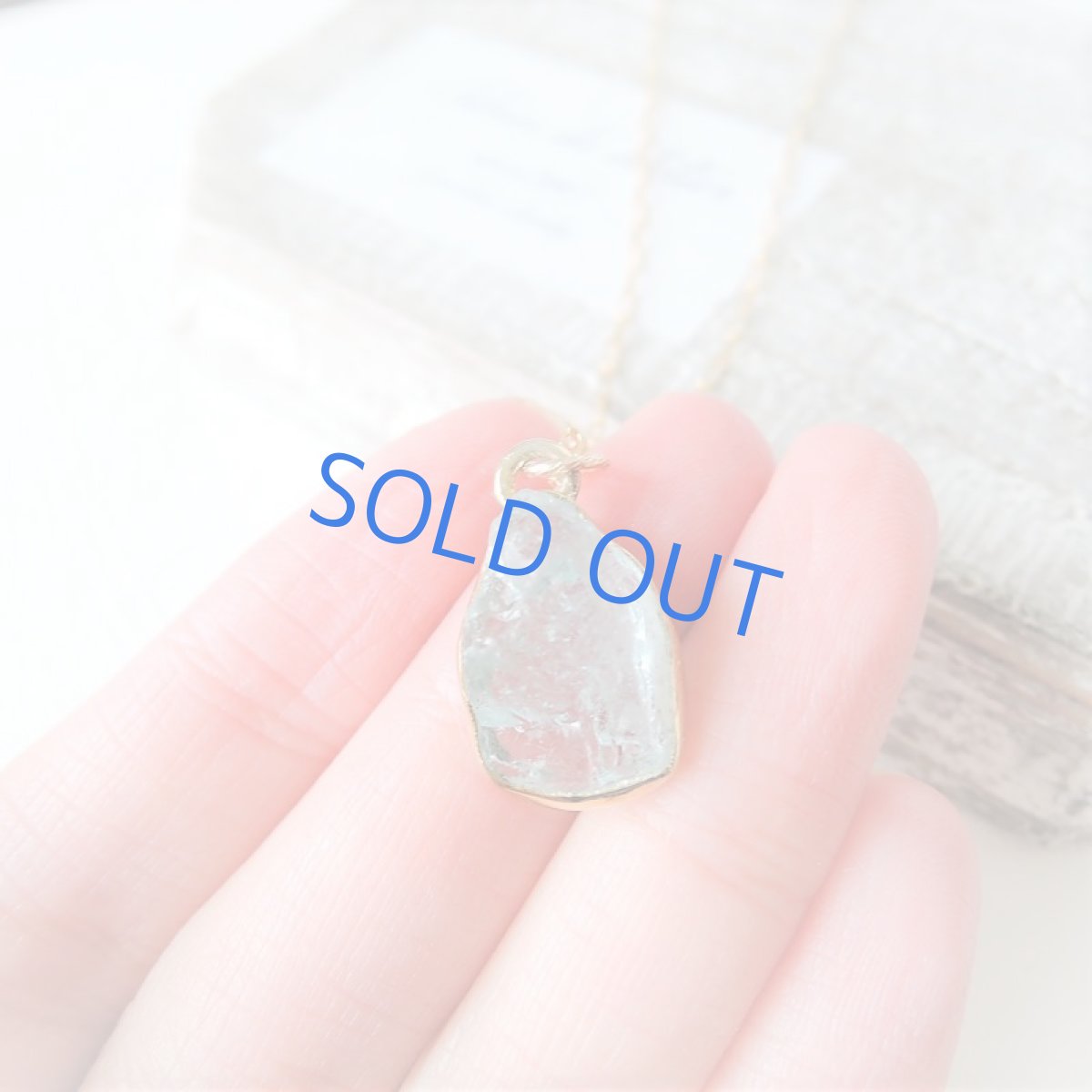 画像5: 【1点もの・B】大粒 アクアマリン 原石フレームストーン 14kgfネックレス約50cm (5)