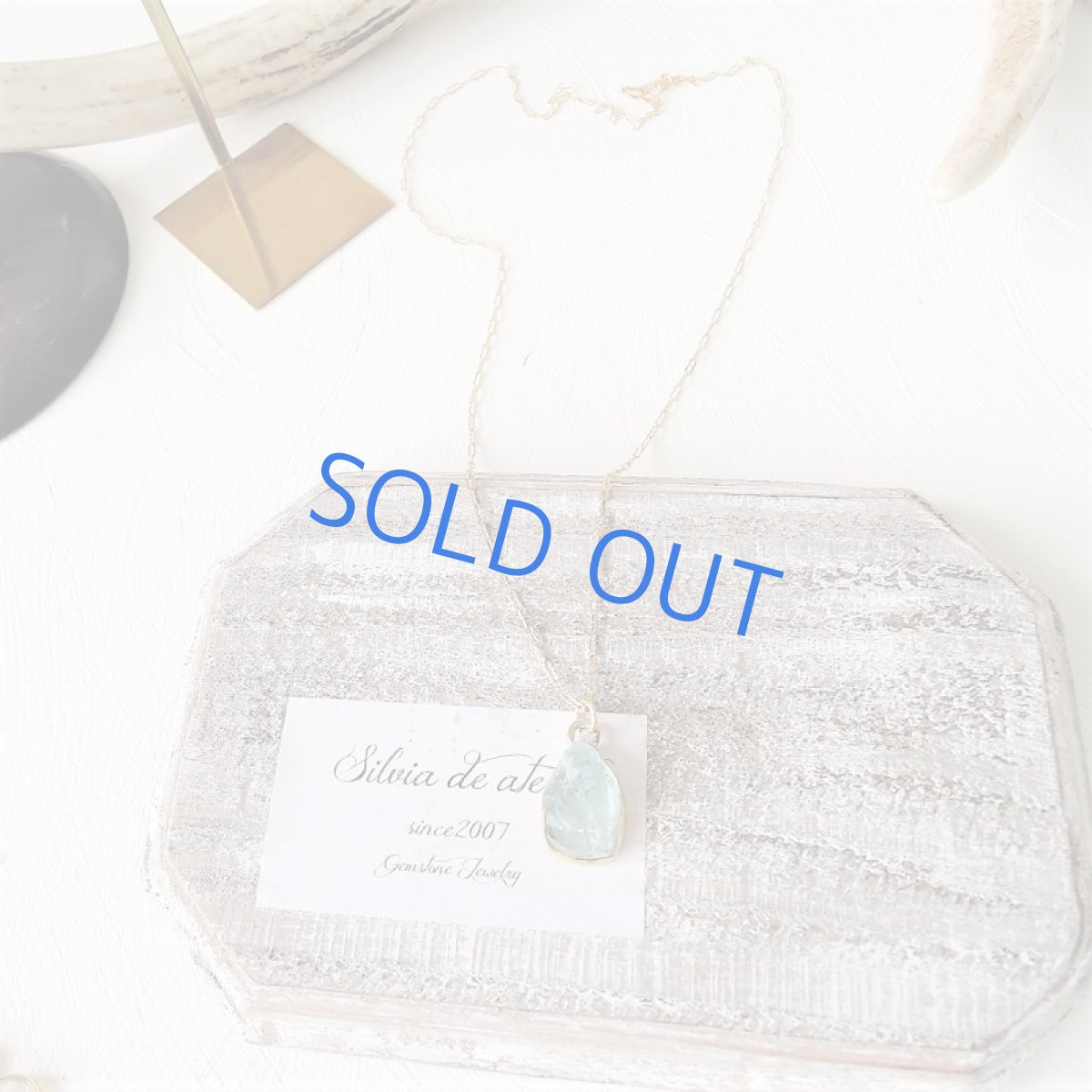 画像4: 【1点もの・B】大粒 アクアマリン 原石フレームストーン 14kgfネックレス約50cm (4)