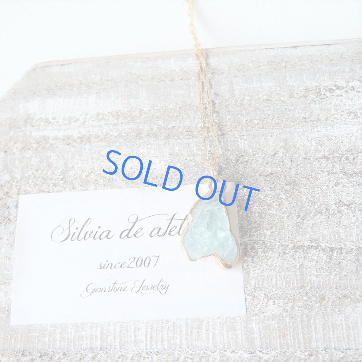 画像4: 【1点もの・A】大粒　アクアマリン　原石フレームストーン　14kgfネックレス約50cm (4)