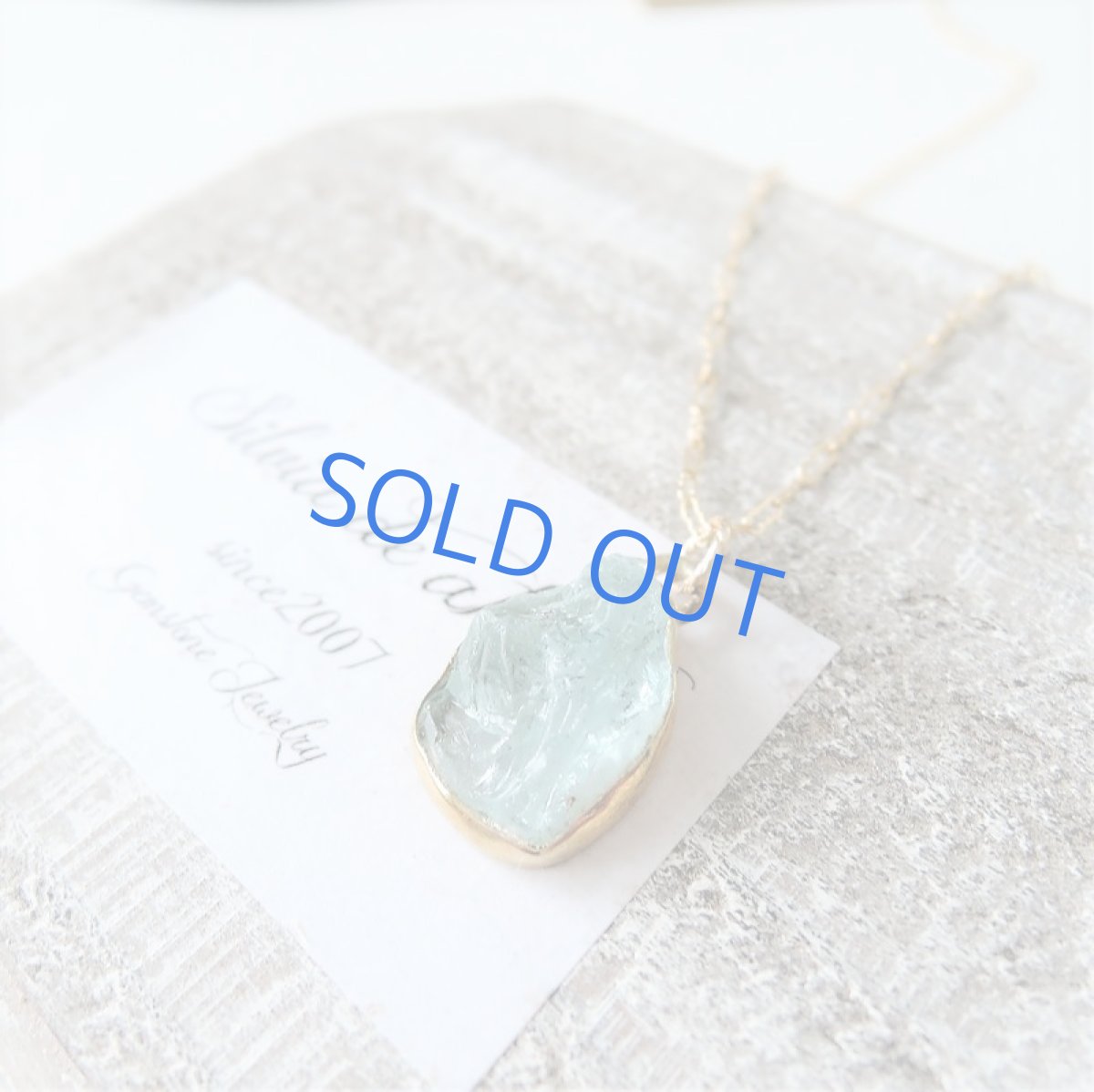 画像3: 【1点もの・B】大粒 アクアマリン 原石フレームストーン 14kgfネックレス約50cm (3)