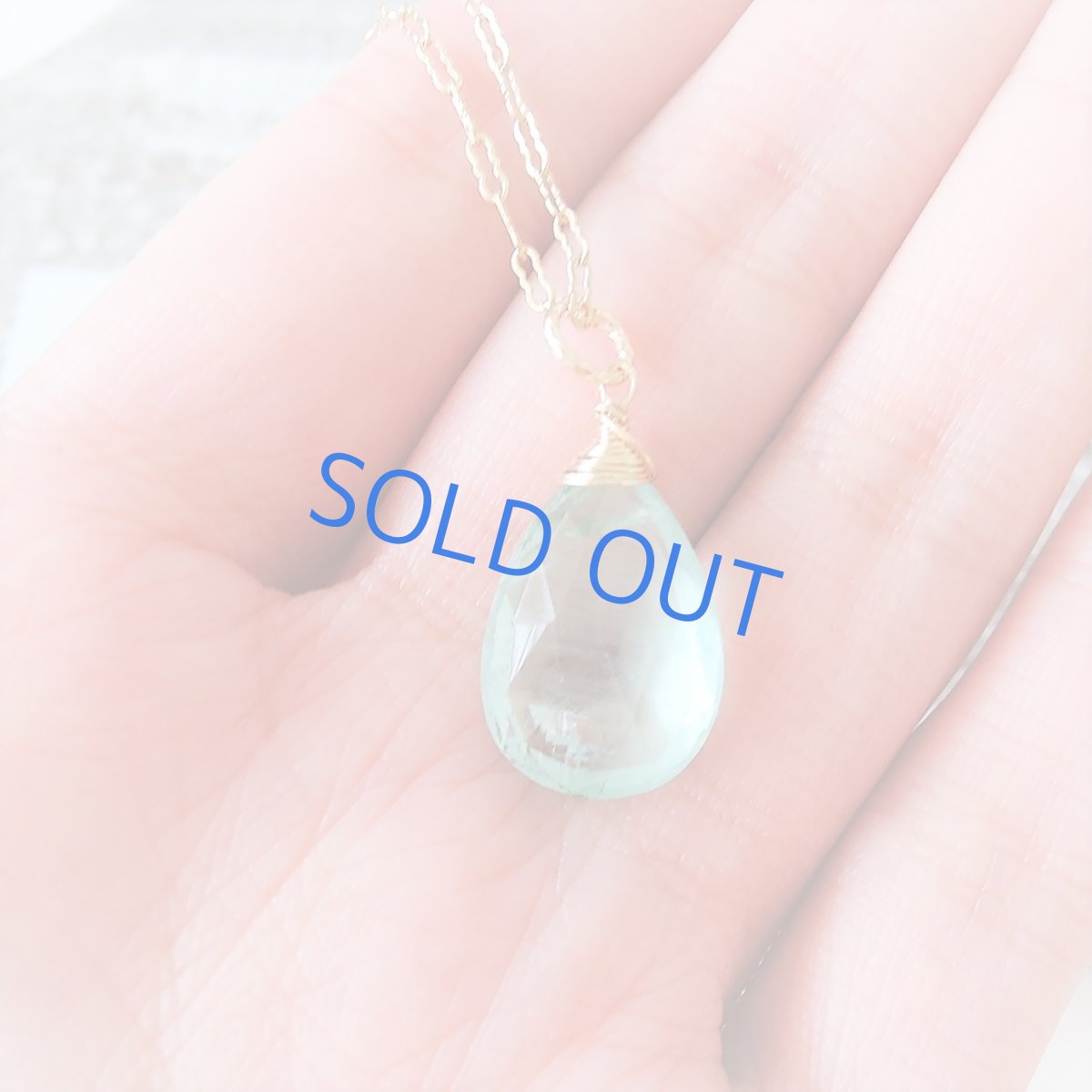 画像4: 【1点もの・B】宝石質 グリーンアクアマリン ペアシェイプ 約50cm 14kgfチェーンネックレス  (4)