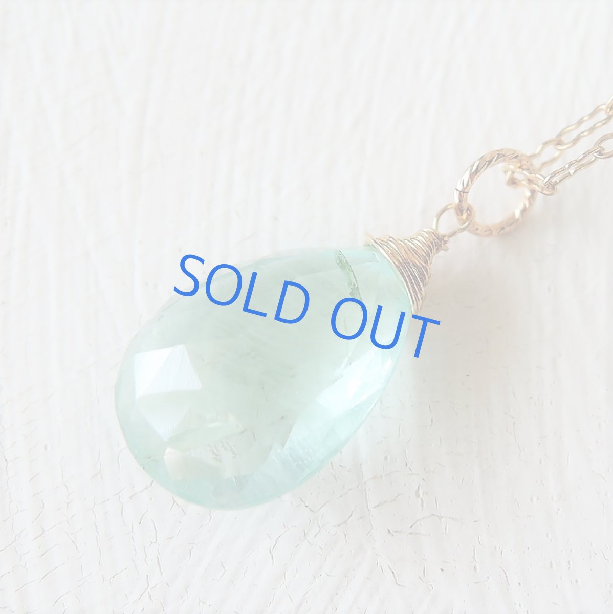 画像2: 【1点もの・B】宝石質 グリーンアクアマリン ペアシェイプ 約50cm 14kgfチェーンネックレス  (2)