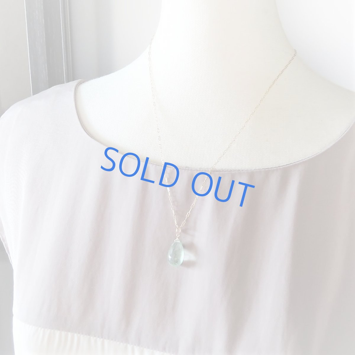 画像8: 【1点もの・A】宝石質 グリーンアクアマリン ペアシェイプ 約50cm 14kgfチェーンネックレス  (8)