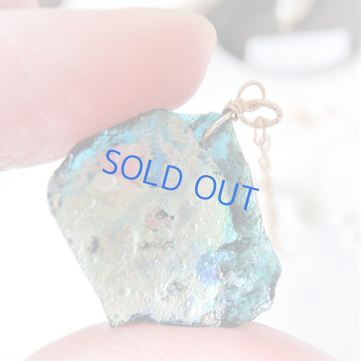 画像6: 【1点もの・ブルーC】希少！　古代ローマングラス　カケラ　14kgf約50cmチェーンネックレス (6)