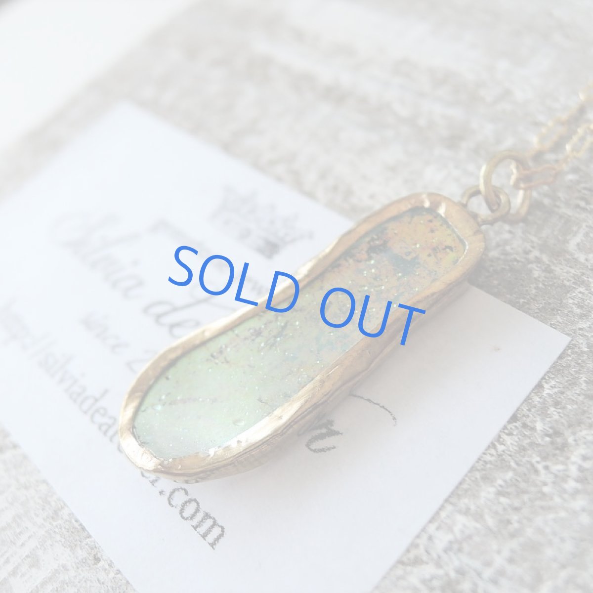 画像2: 【1点もの・フレームB】希少! 古代ローマングラス フレームペンダント 14kgf約50cmチェーンネックレス (2)