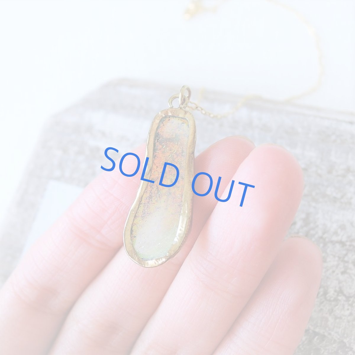 画像3: 【1点もの・フレームB】希少! 古代ローマングラス フレームペンダント 14kgf約50cmチェーンネックレス (3)