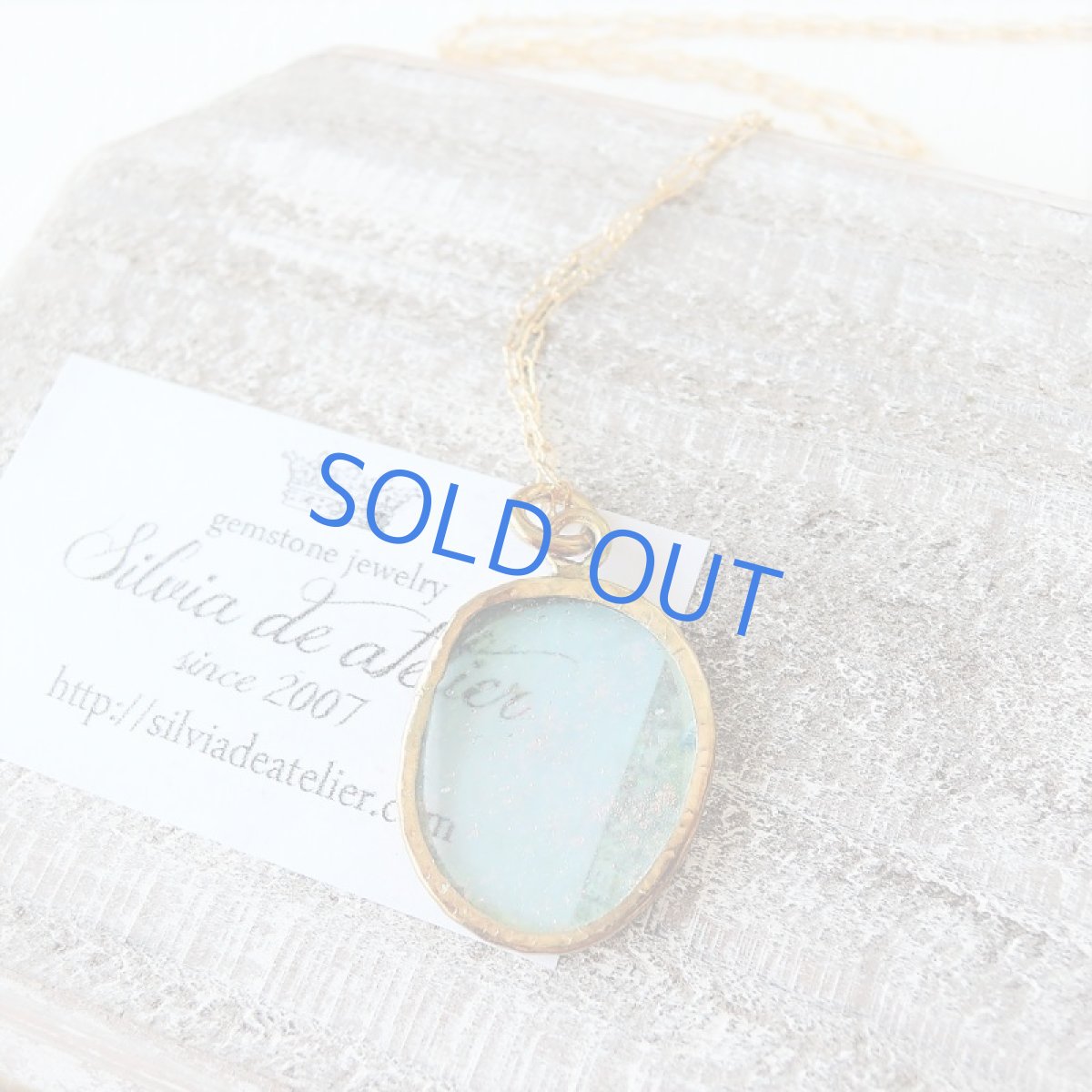 画像3: 【1点もの・フレームA】希少! 古代ローマングラス フレームペンダント 14kgf約50cmチェーンネックレス (3)