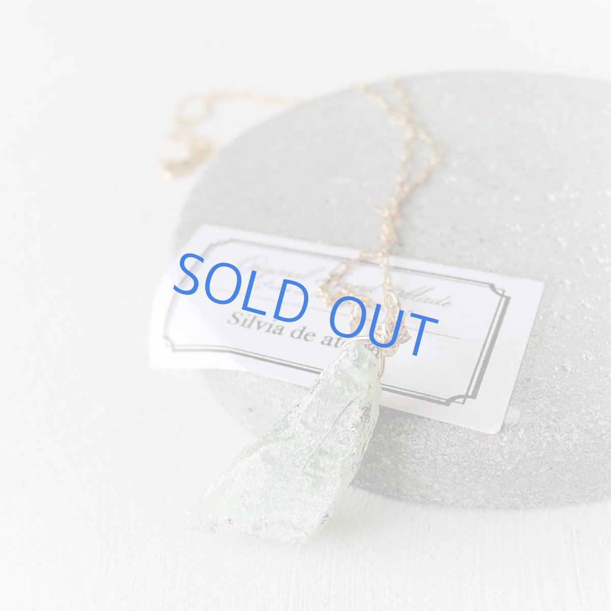 画像3: 【1点もの・ホワイトG】希少！　古代ローマングラス　カケラ　14kgf約50cmチェーンネックレス (3)