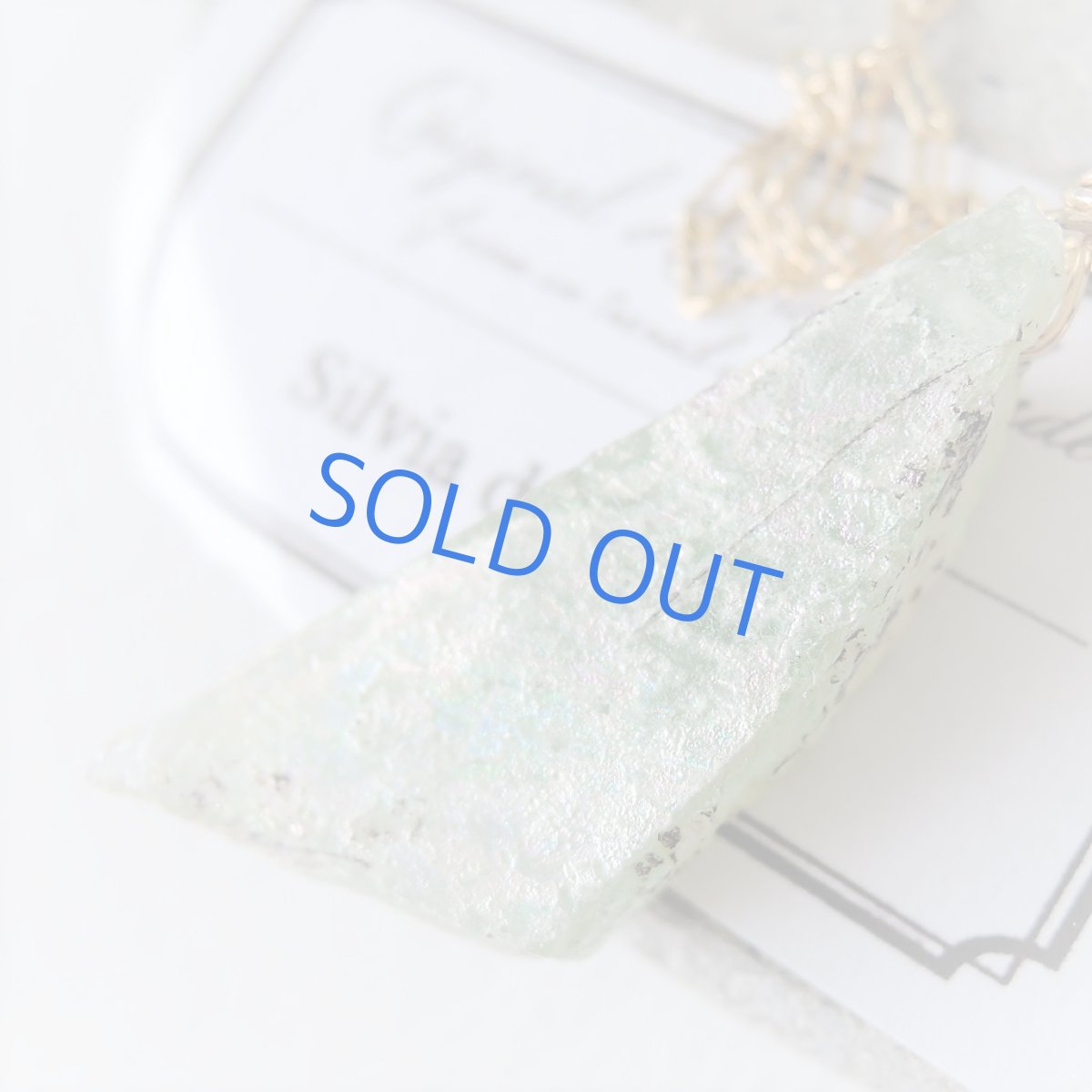 画像4: 【1点もの・ホワイトG】希少！　古代ローマングラス　カケラ　14kgf約50cmチェーンネックレス (4)