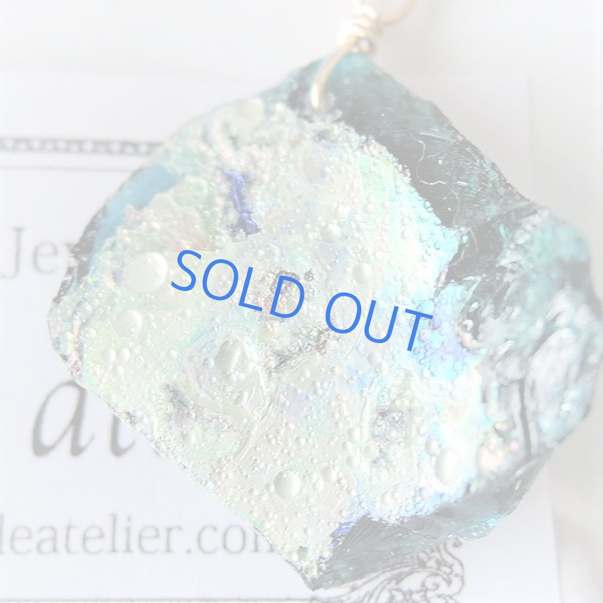 画像2: 【1点もの・ブルーC】希少！　古代ローマングラス　カケラ　14kgf約50cmチェーンネックレス (2)