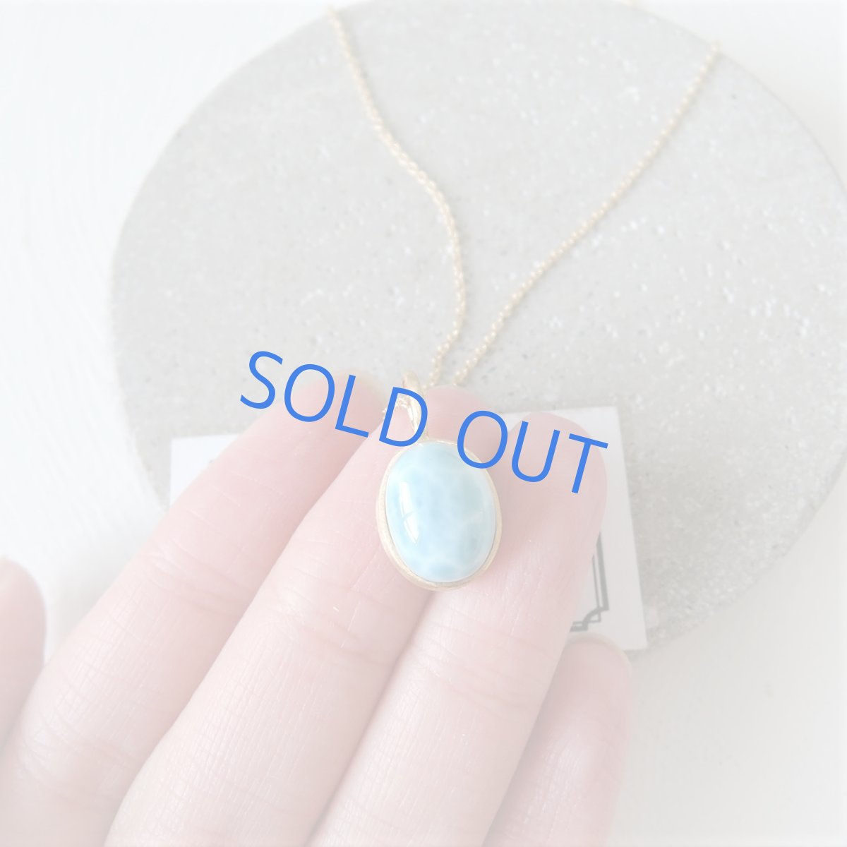 画像2: 【1点もの・オーバルC】AAAA ドミニカ産ラリマー カボション 14kgf約40cmチェーンネックレス (2)