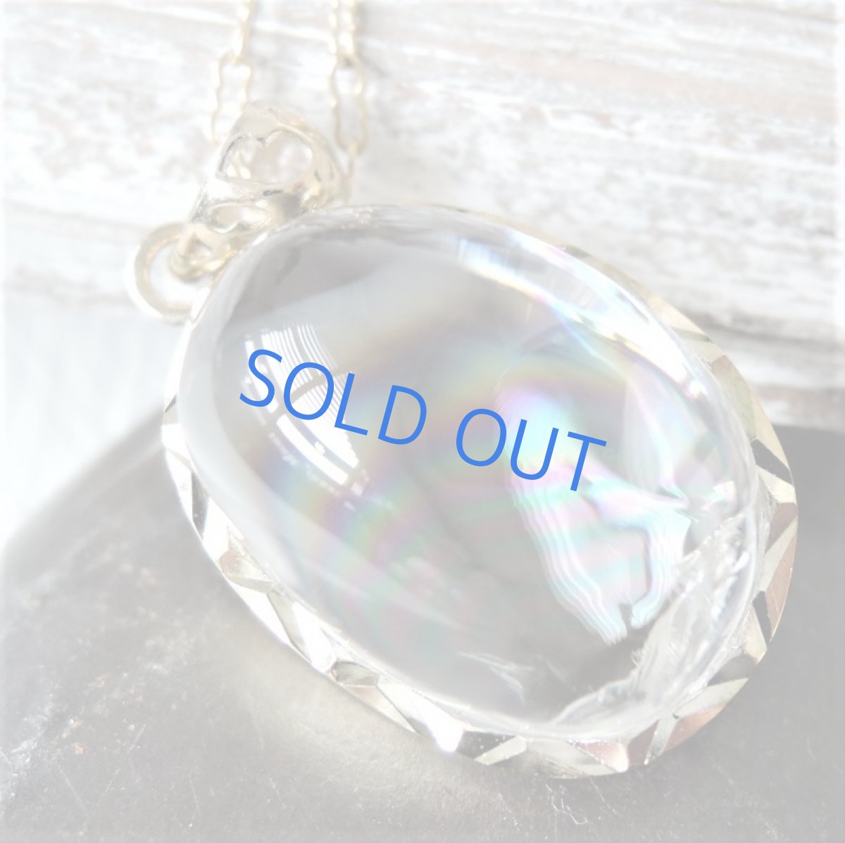 画像5: 【1点もの・オーバルC】幸運を呼ぶ虹色 アイリスクォーツ カボション フレーム 14kgf約50cmチェーンネックレス (5)