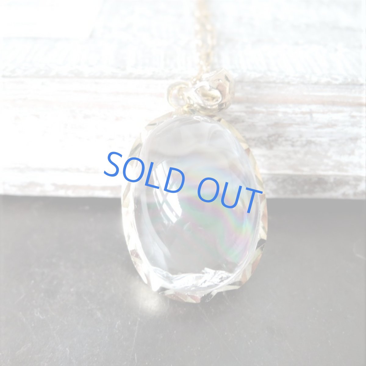 画像7: 【1点もの・オーバルC】幸運を呼ぶ虹色 アイリスクォーツ カボション フレーム 14kgf約50cmチェーンネックレス (7)