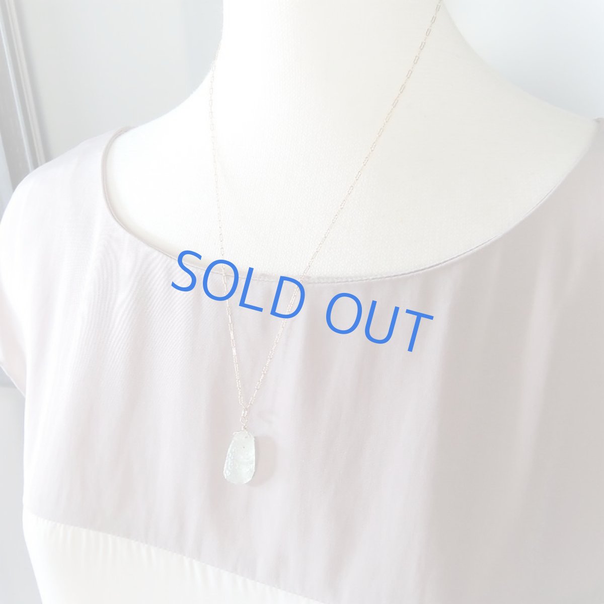 画像7: 【1点もの・ホワイトF】希少! 古代ローマングラス カケラ 14kgf約50cmチェーンネックレス (7)