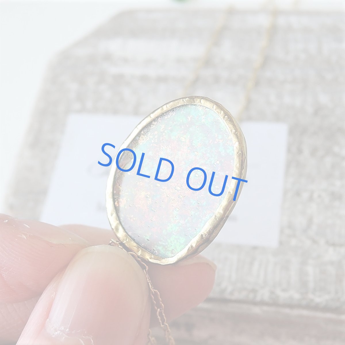 画像7: 【1点もの・フレームA】希少! 古代ローマングラス フレームペンダント 14kgf約50cmチェーンネックレス (7)