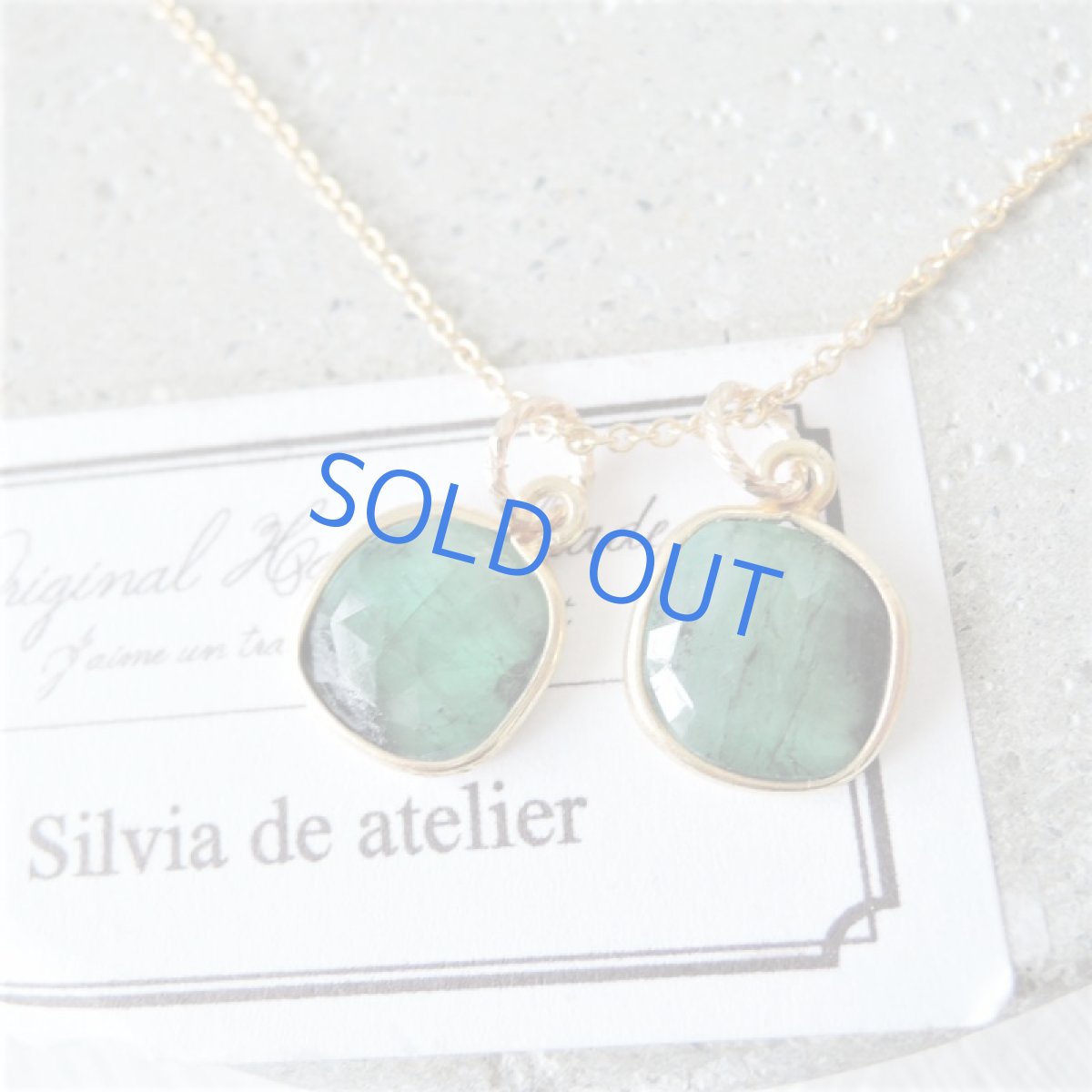 画像2: 【残り１・B】ザンビア産　エメラルド　ローズカット　14kgfネックレス40cm (2)