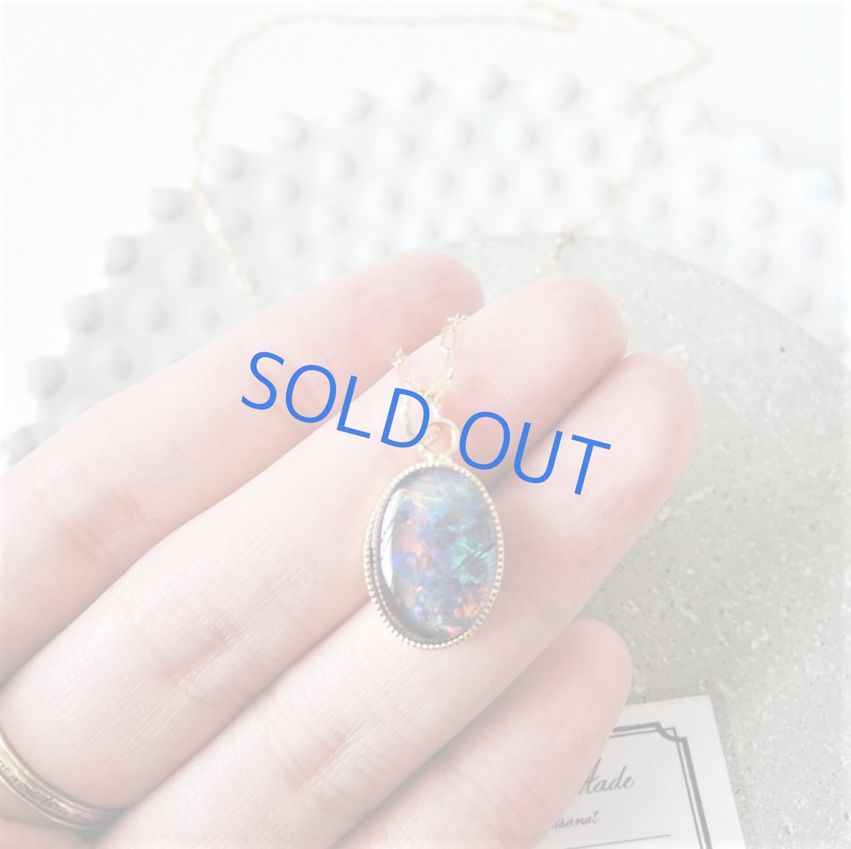 画像4: 【1点もの】オーストラリア産　ブラックオパール　大粒カボショントリプレット　14kgfネックレス50cm (4)